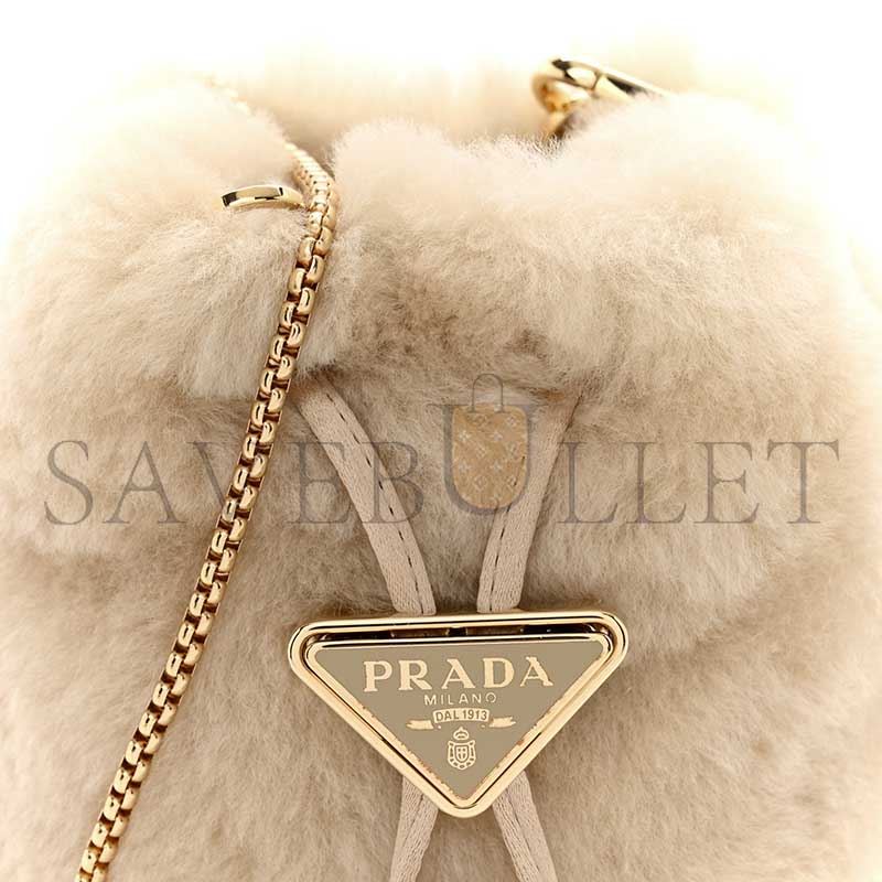 PRADA ECRU SHEEPSKIN MINI POUCH 1NR016 (9.5*9*6cm) 
